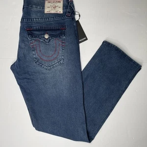 True Religion Ricky Big T Flap Relaxed Straight Fit Jeans, 34x34, Shivering Wash - Picture 1 of 10