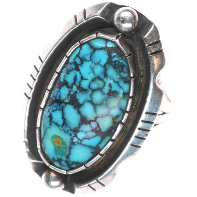 Anillo Navajo Vintage Plata Esterlina Telaraña Turquesa Hombre Talla 10.5 Foto 1 de 4