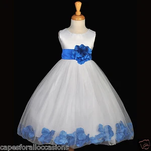 IVORY FLOWER GIRL DRESS PETALS PURPLE FUCHSIA BLACK BLUE PINK RED SKY LILAC NEW - Picture 1 of 13