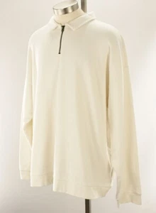 VINCE Mens Off White French Terry 1/4 Zip Pullover Sweatshirt XXL NWT - Picture 1 of 2