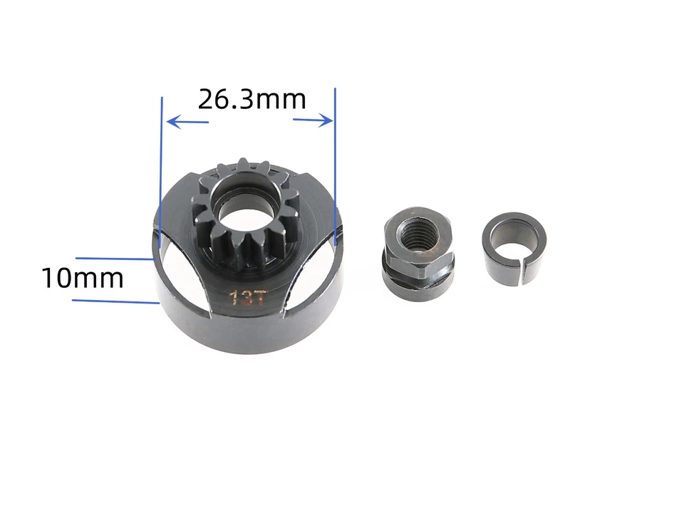 Steel Mugen MBX Clutch Bell Engine Gear 13T Replacement Part (size attached) - Image 1 of 1
