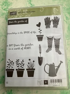 New SET of 9 Stampin Up Gift from the Garden Rubber Stamps Cardmaking 139356 BN - Picture 1 of 2