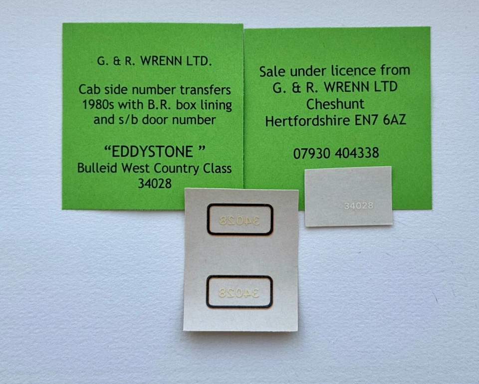 WRENN BULLEID 'EDDYSTONE ' cab sides 34028, + smoke box No, W2239 Late 1980s - Image 1 of 1