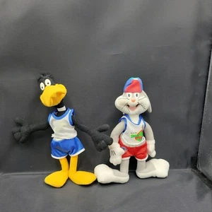 2 Vtg Looney Toons Space Jam Plush stuffed animals Bugs Bunny Daffy Duck 1996 - Picture 1 of 3