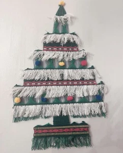 Vintage Bohemian Boho Yarn Christmas Tree Wall Hanger - Picture 1 of 2