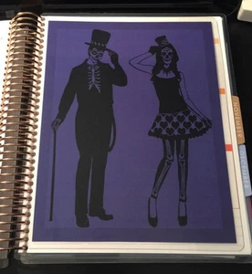 *Fall Halloween Purple Skeleton 2sided DASHBOARD for use w/ ErinCondren Planner - Picture 1 of 2