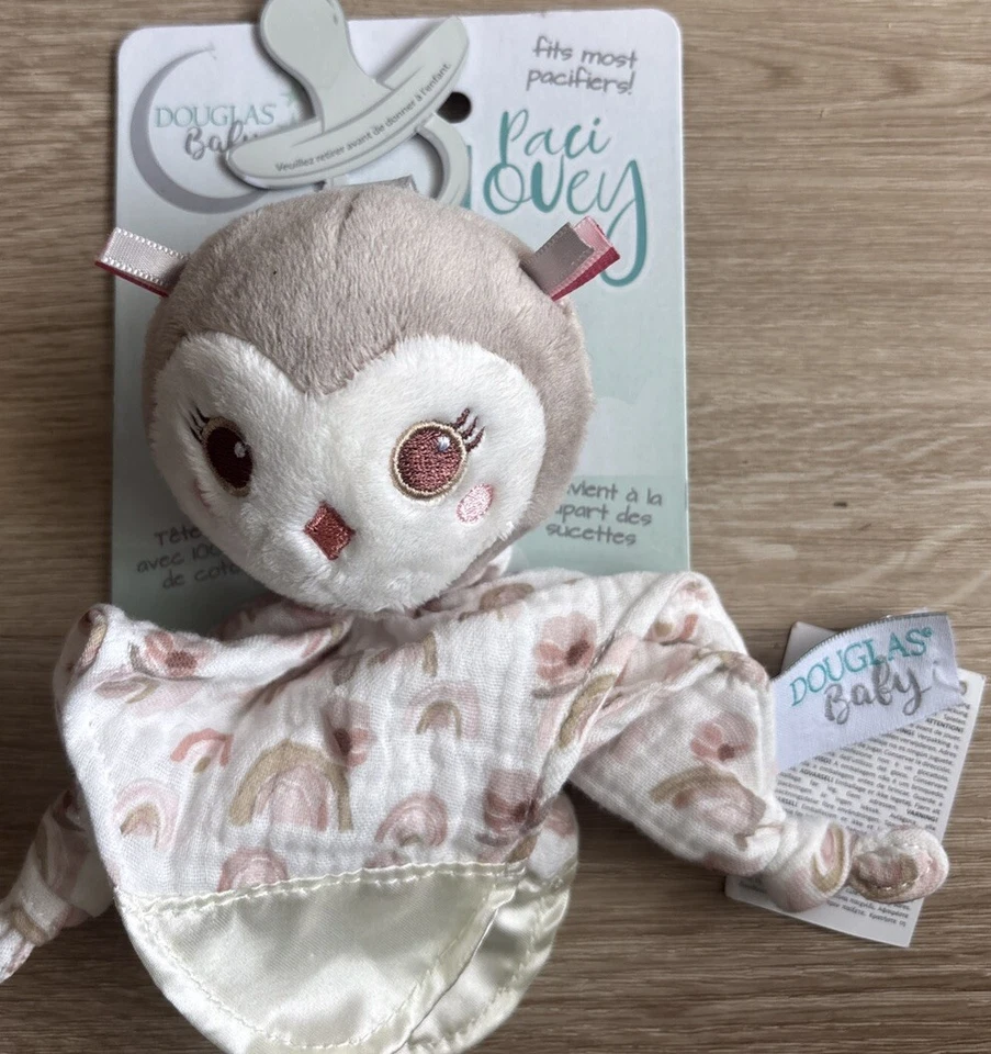 Плюшевое защитное одеяло Douglas Baby Paci Lovey Gray Owl соска держатель - Изображение 1 из 1