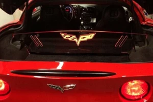 Clear Corvette Flag Logo RED Lighted Blocker WindRestrictor® For 05-13 C6 Coupe - Bild 1 von 12