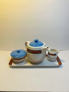 Vintage Mcm novella firestorm Tea/coffee set Orange And Blue With Lids Porcelain - Picture 1 of 9
