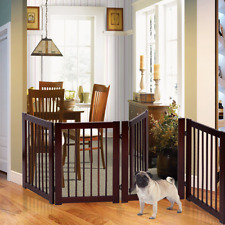 30" Configurable Folding Free Standing 4 Panel Wood Pet Dog Safety Fence w/ Gate