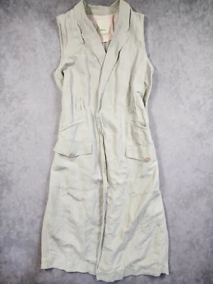 Chaleco para mujer Elevenses mediano beige mezcla de lino abrigo sin mangas frente abierto Foto 1 de 4