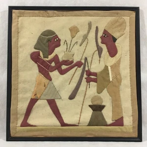 Tapiz de Colección Hecho a Mano Escena Antigua Egipcia Arte Textil Enmarcado - Imagen 1 de 24