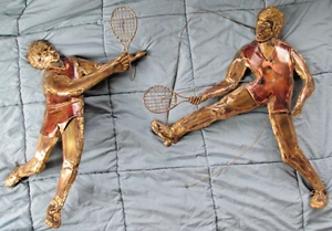 Vintage Paul D Wellington Metal Wall Sculpture Art MCM Atomic Tennis Players - Picture 1 of 22