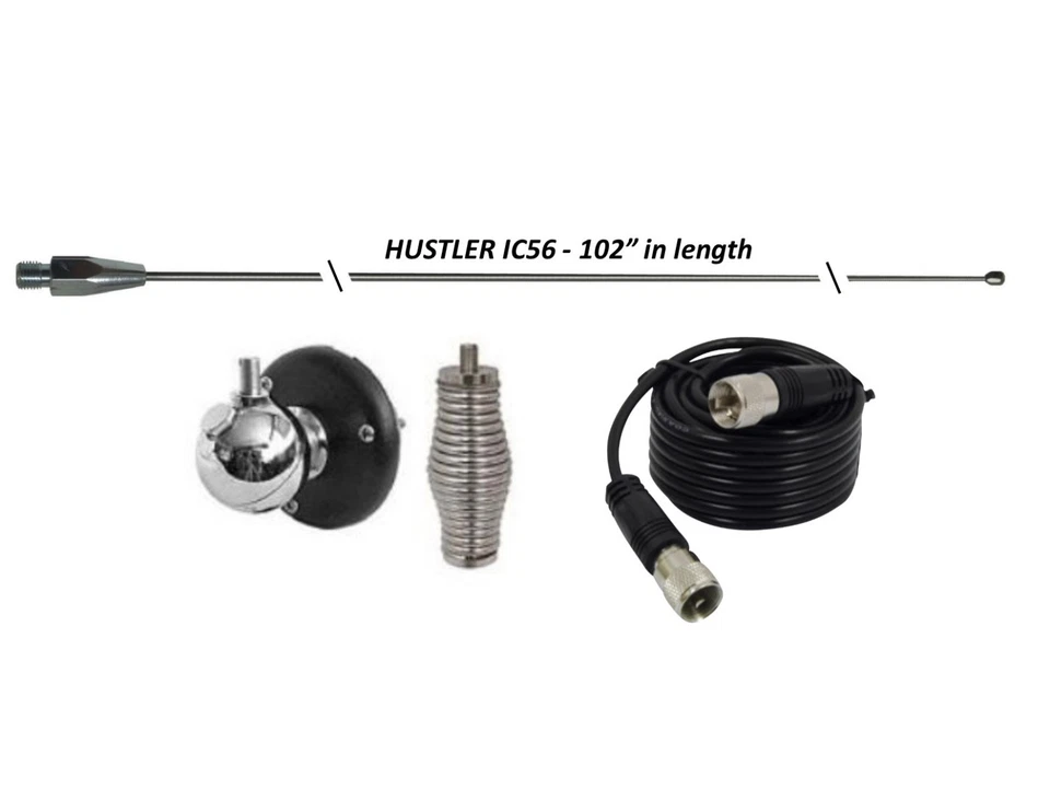 Hustler IC56 102" CB Radio Antenna Combo Kit, MOUNT, SPRING, 18' COAX - Image 1 of 1