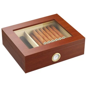 Cigar Humidor Cigar Box Cigar Storage Box Cedar Wood Cigar Tray Hold 20-30 Count - Picture 1 of 8