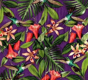 Serviettes en papier Colibri oiseau fleurs exotiques.Napkins hummingbird&flowers - Imagen 1 de 2