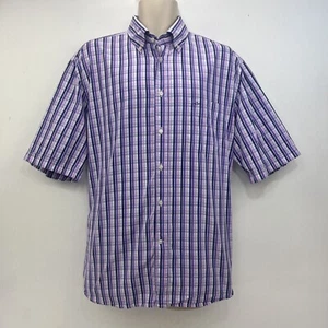 Paul & Shark Shirt Mens XL 43 Purple Multi Check Short Sleeve Button Up Cotton - Picture 1 of 15