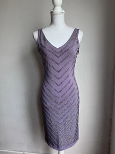 NWT Carmen Marc Valvo Body Con Lavender Dress With Rhinestones Sz Small. - Picture 1 of 7