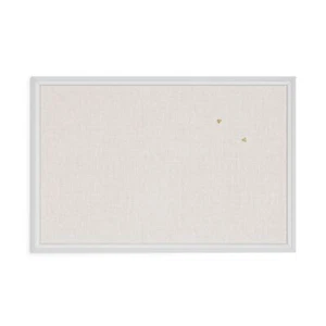 30x20 White Linen Bulletin Board with Farmhouse Frame for Home or Office - Picture 1 of 11