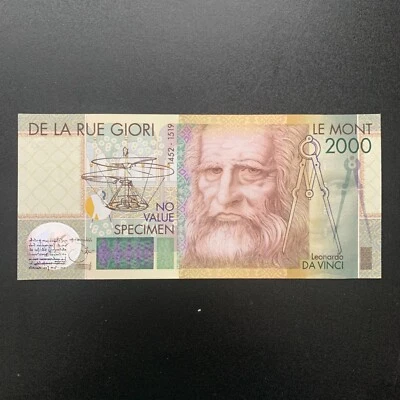 De La Rue GIORI, Test / Advertising Note / Specimen Leonardo Da Vinci Banknote - Image 1 of 4