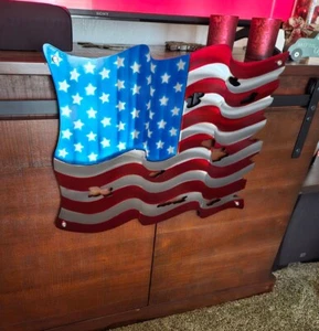 Metal American Flag Wall Hanging home Living Room Patio decorative Porch art 24" - Picture 1 of 3