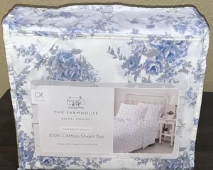 Set lenzuola THE FARMHOUSE di Rachel Ashwell shabby chic rose blu floreale cal king - Foto 1 di 3