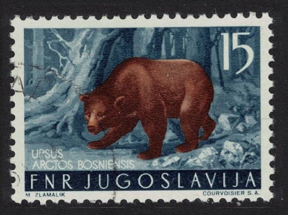 Urso marrom Iugoslávia animal selvagem 1954 Canc SG#768 MI#741 - Imagem 1 de 1