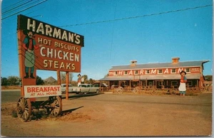 c1950s TEMPE, Arizona Postcard HARMAN RED BARN RESTAURANT Chicken & Steaks - Picture 1 of 2