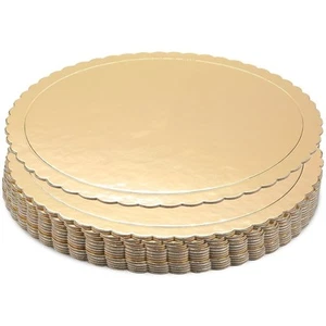 12 Pack Gold 10 Inch Cake Drums for Baking, Round Scalloped Cake Boards - Picture 1 of 7