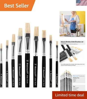 Ideal 9-Piece Artist Brush Set for Students & Professionals - Black Handle - Image 1 of 4