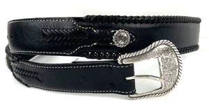 NOCONA schwarzer Ledergürtel mit silberfarbener Schnalle & Conchos Herren Größe 36 N2475601 - Bild 1 von 14