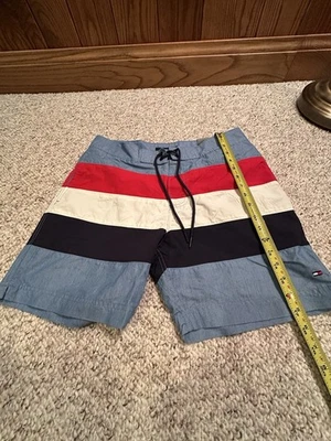 Tommy Hilfiger Short Swim Trunks Red White Blue Mens Size Med NEW - Image 1 of 4