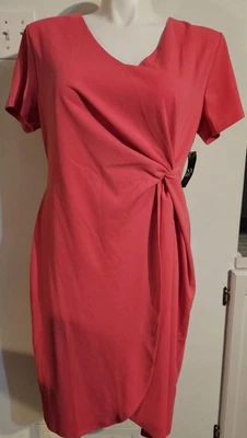 NY&Co Fully Lined Dark Pink Side Gathered Mid-Length Dress - Sz XL - NWT - Image 1 of 3