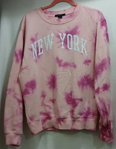 Forever 21 Large New York City Tie-Dye Pink Long Sleeve Crewneck Sweatshirt EUC - Picture 1 of 5