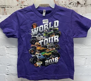 Unisex T-Shirt lila Monster Jam World Tour 2018 Jugend XS NEU Grabgräber - Bild 1 von 3