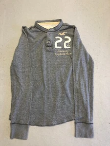 Hollister T Shirt Men's Small Gray Henley Long Sleeve Longboard Logo Tee - Picture 1 of 5