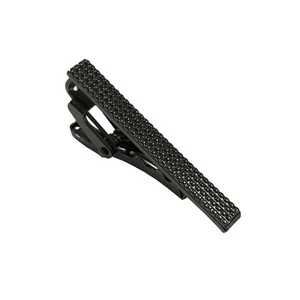 Black Plaids Checkers Metal Simple 1.5" Slim Necktie Tie Clip Bar Clasp TC37B - Imagen 1 de 1