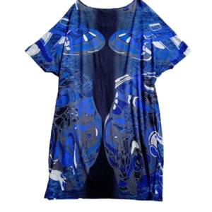 Emilio Pucci Vestito Tunica Top Multicolore Made in Italy Taglia 38 M-L Lana Blu - Foto 1 di 9
