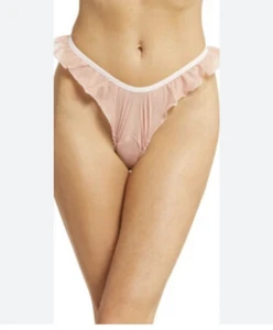 HAH by Free People Fly Girl Panty Womens Size XS Bronze Mesh Ruffled Thong NEW - Picture 1 of 5