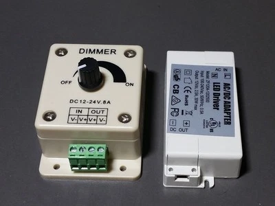 LED Light Driver 12V 30W Power Adapter Supply CV with Hardwire Dimmer 12-24V 8A - Image 1 of 4