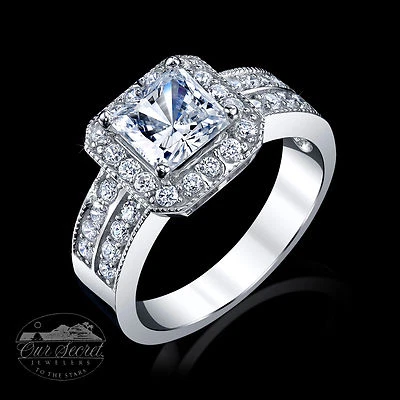 1.5 Kt Principessa Halo Anello Top Russo Qualità Zirconia Cubica Imitazione - Immagine 1 di 2