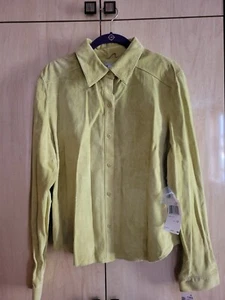 New! August Silk Logic Green Women's Suede Button Down Jacket Size 12 - Picture 1 of 8