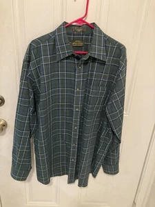Orvis Signature Collection Green & Blue Plaid Wool Blend Flannel Shirt Mens XL - Picture 1 of 9