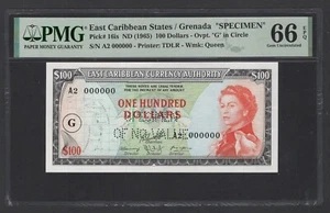 East Caribbean States 100 Dollars ND(1965) P16is"Specimen" UNC Grade 66 Top Pop - Afbeelding 1 van 2
