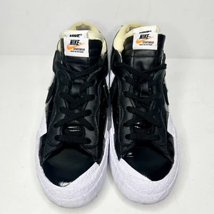Nike Sacai X Blazer Low 'Black Patent’ Size 6.5 Authentic 100% - Picture 1 of 11