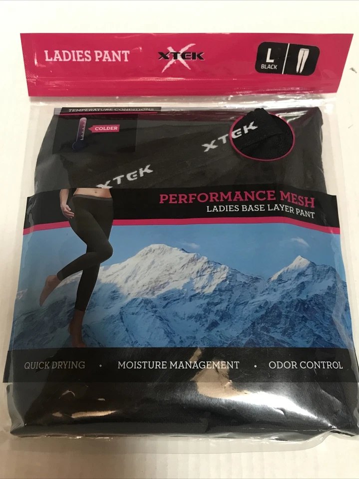 XTek Ladies Base Layer Pant Performance Mesh Black Large (APO-172-5) - Image 1 of 4