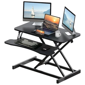 32 Inch Height Adjustable Sit to Stand Riser Desk Converter Monitor Workstation - Picture 1 of 20