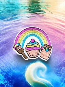 Rainbow Surprises Embroidered Iron On Patch 2.45" x  2.2" FREE SHIPPING - Picture 1 of 2