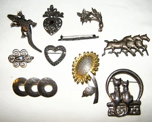 Lotto Vintage (10) SPILLE E SPILLE ARGENTO STERLING HS Danimarca~Silpada~Taxco Messico - Foto 1 di 21