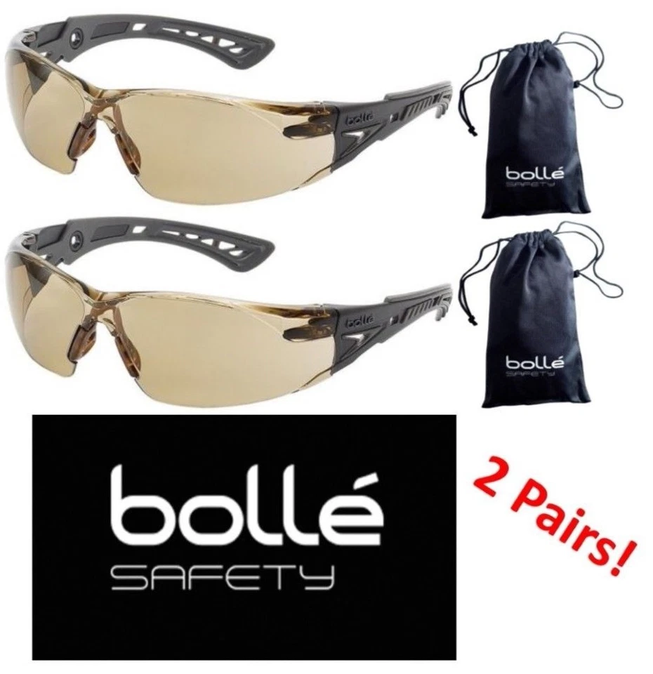Bolle Rush Plus Safety Glasses Black/gray Twilight PC ANSI Lens Z87 40225